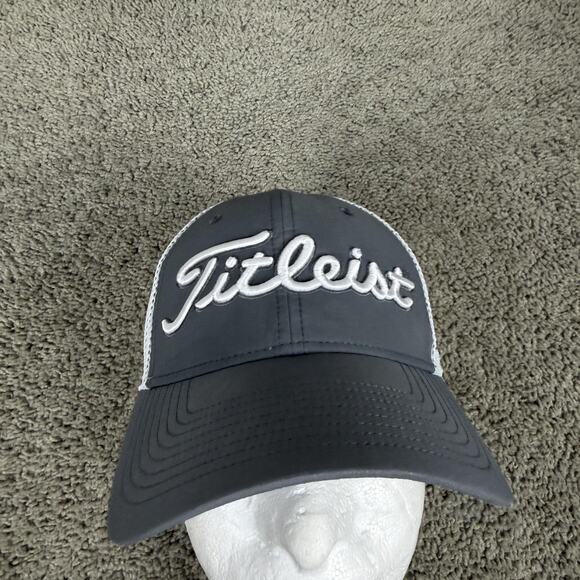 Titleist Hat Cap Snap Back Mens One Size Gray White Mesh Trucker Golf Pro V1 - Picture 2 of 11